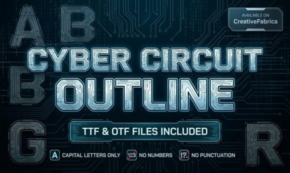 Cyber Circuit Outline Font